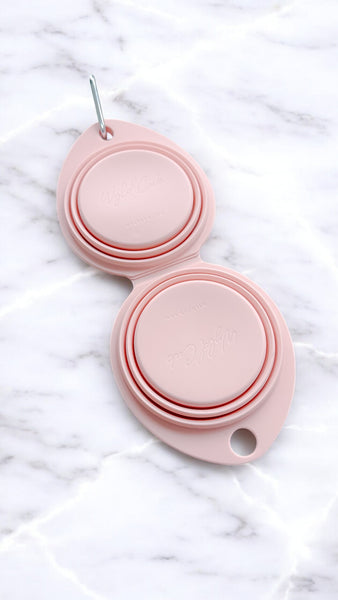 Dual Collapsible Travel Dog Bowl: Blush