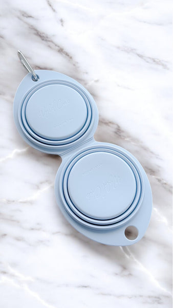 Dual Collapsible Travel Dog Bowl: Pebble
