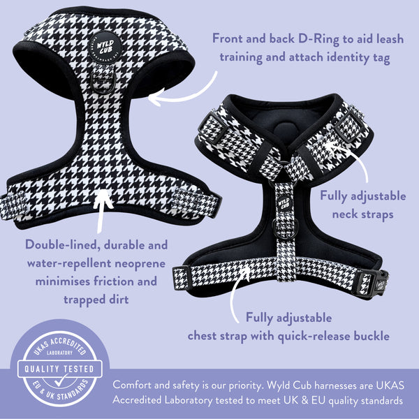 Adjustable Dog Harness: Knightsbridge Houndstooth