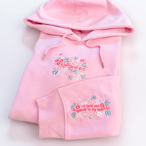 Organic Embroidered Wyld Heart Hoodie: Rosé