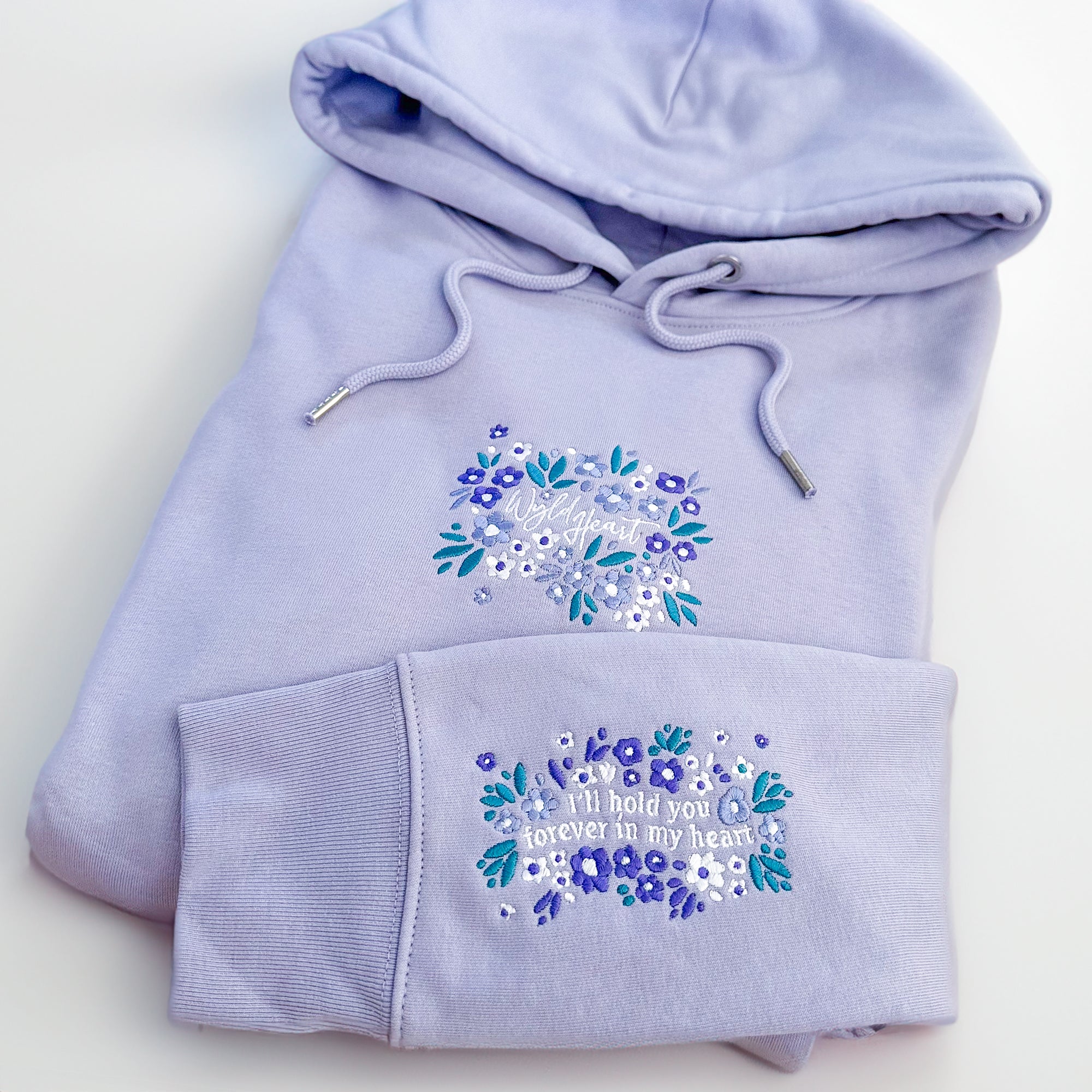 Organic Embroidered Wyld Heart Hoodie: Wisteria