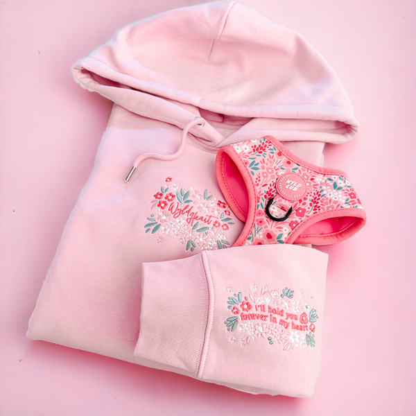 Organic Embroidered Wyld Heart Hoodie: Rosé