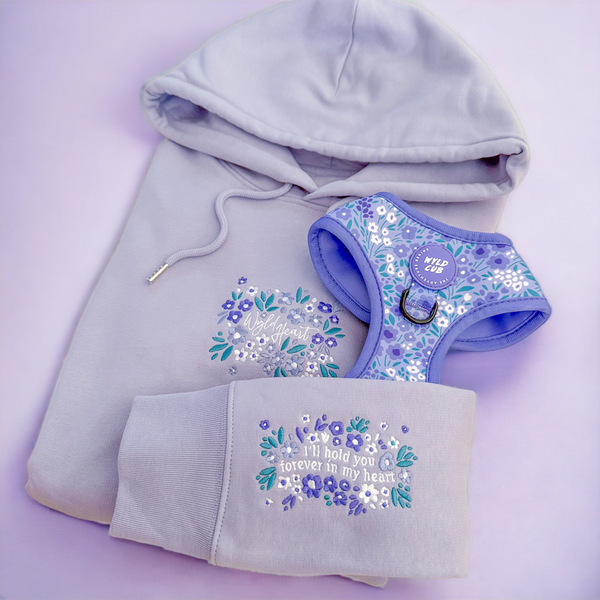 Organic Embroidered Wyld Heart Hoodie: Wisteria