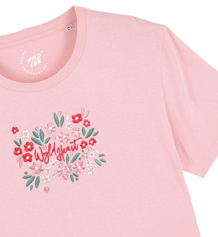 Organic Embroidered Wyld Heart T-Shirt: Rosé