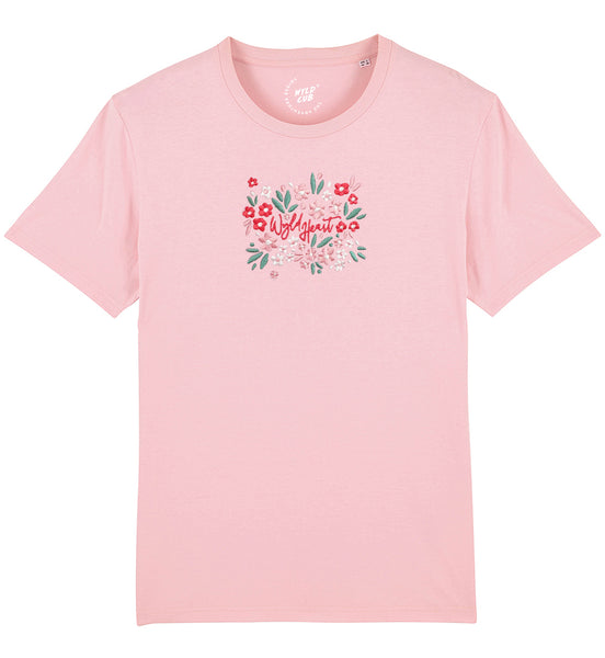 Organic Embroidered Wyld Heart T-Shirt: Rosé