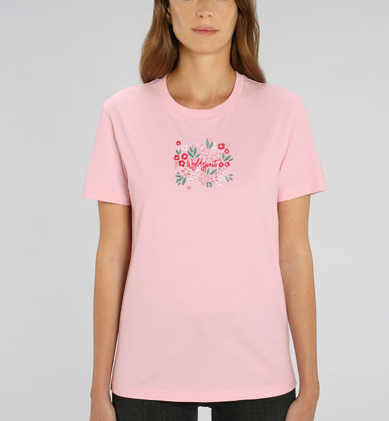 Organic Embroidered Wyld Heart T-Shirt: Rosé