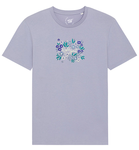 Organic Embroidered Wyld Heart T-Shirt: Wisteria