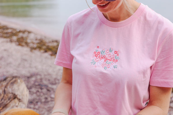 Organic Embroidered Wyld Heart T-Shirt: Rosé