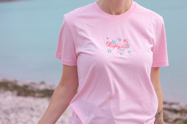 Organic Embroidered Wyld Heart T-Shirt: Rosé