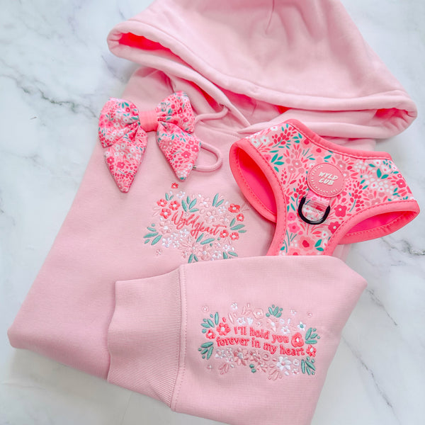 Organic Embroidered Wyld Heart Hoodie: Rosé