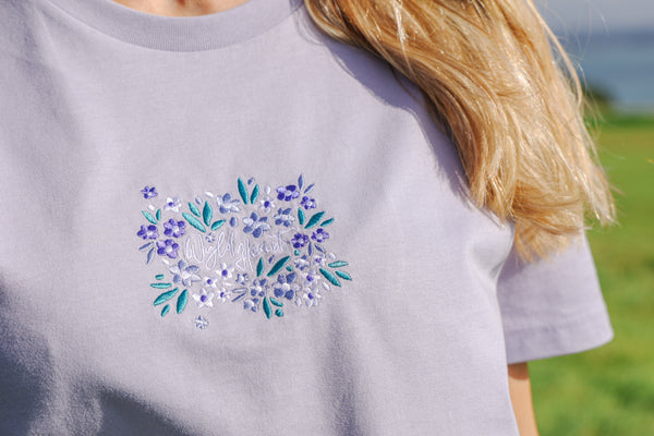 Organic Embroidered Wyld Heart T-Shirt: Wisteria