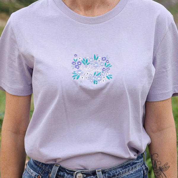 Organic Embroidered Wyld Heart T-Shirt: Wisteria