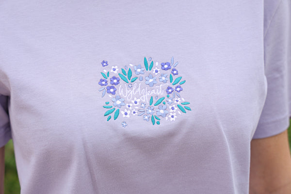 Organic Embroidered Wyld Heart T-Shirt: Wisteria