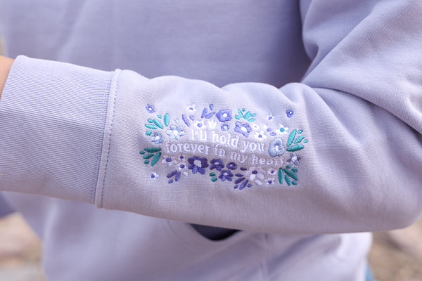 Organic Embroidered Wyld Heart Hoodie: Wisteria