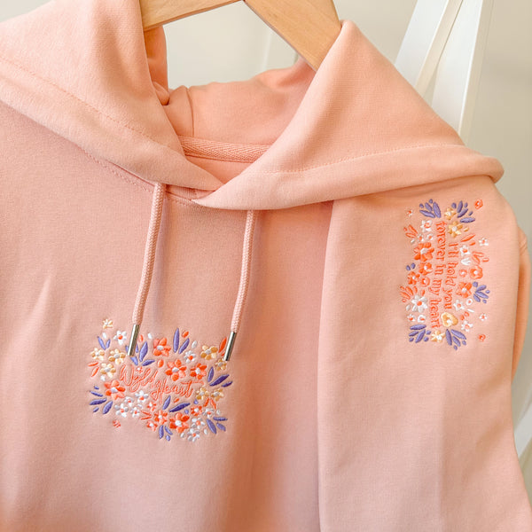 Organic Embroidered Wyld Heart Hoodie: Buttercup