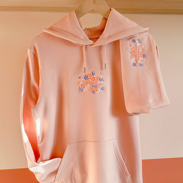 Organic Embroidered Wyld Heart Hoodie: Buttercup