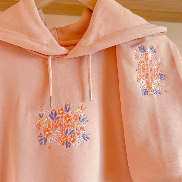 Organic Embroidered Wyld Heart Hoodie: Buttercup