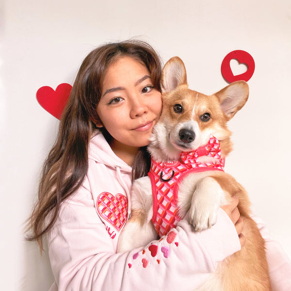 Organic Embroidered Wyld Heart Hoodie: Coral x Blush