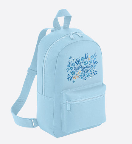 Wyld Heart Embroidered Mini Backpack: Sky