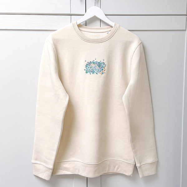 Organic Embroidered Wyld Heart Sweatshirt: Mint