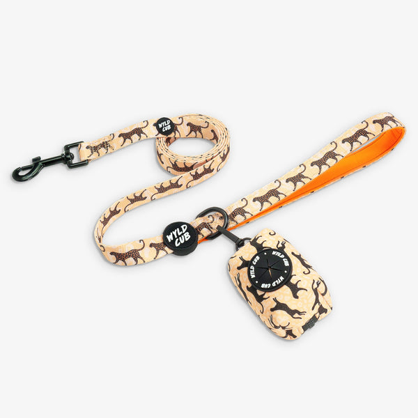 Wyld Cub orange black cool fun stylish leopard print lips comfortable quality reversible harness collar lead poo bag walk accessories set for top dog puppy breeds french bulldog frenchie bulldog cavapoo cockerpoo spaniel king Charles spaniel shihpoo labrador terrier chihuahua