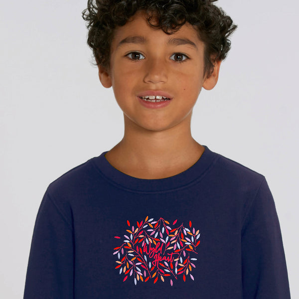 Organic Embroidered Wyld Heart BABY & KIDS Sweatshirt: Hampstead Moonlight