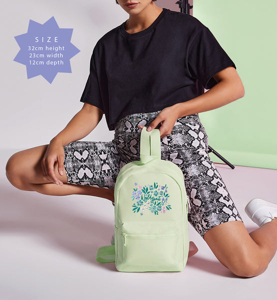 Wyld Heart Embroidered Mini Backpack: Mint