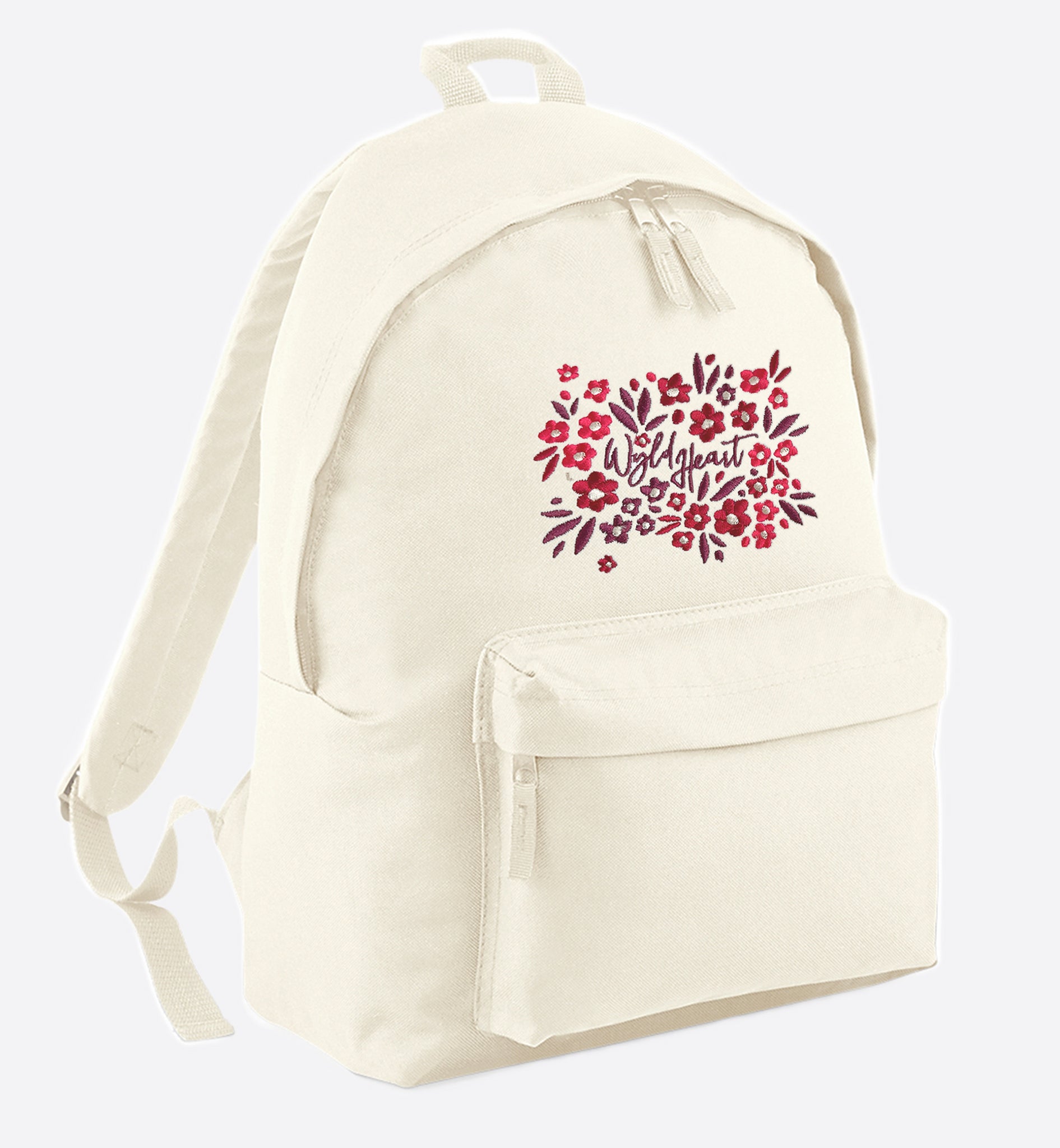 Wyld Heart Embroidered Backpack: Neutral X Mulberry