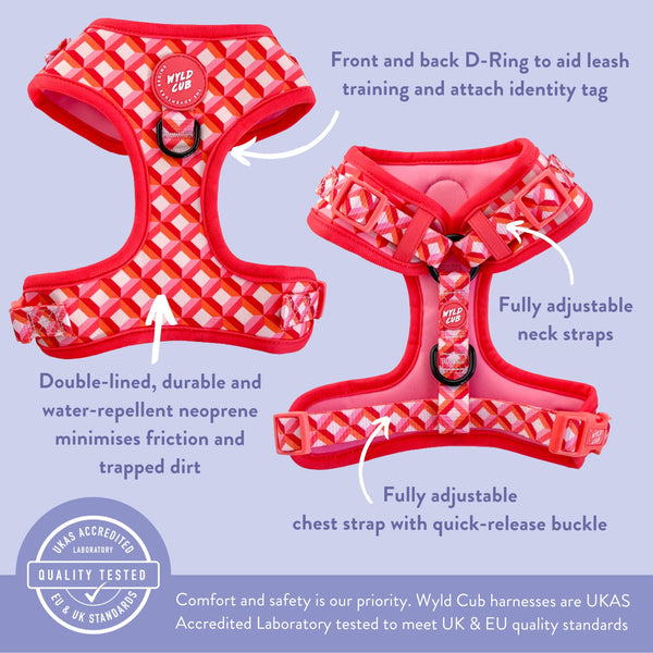 Adjustable Dog Harness: Knightsbridge Coral