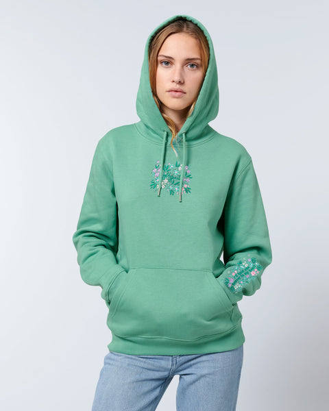 Organic Embroidered Wyld Heart Hoodie: Mint
