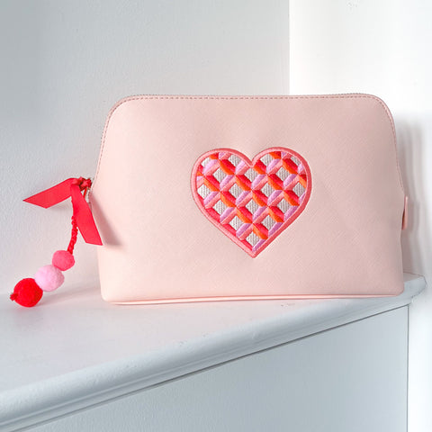 LAST ONE! Embroidered Accessory Bag: Knightsbridge Coral