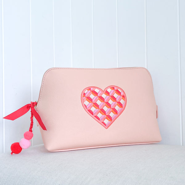 Embroidered Accessory Bag: Knightsbridge Coral