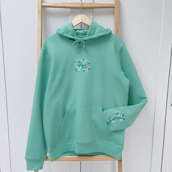 Organic Embroidered Wyld Heart Hoodie: Mint