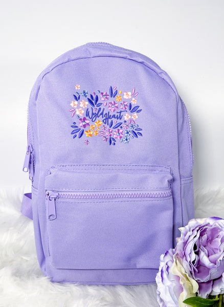 Wyld Heart Embroidered Mini Backpack: Lilac