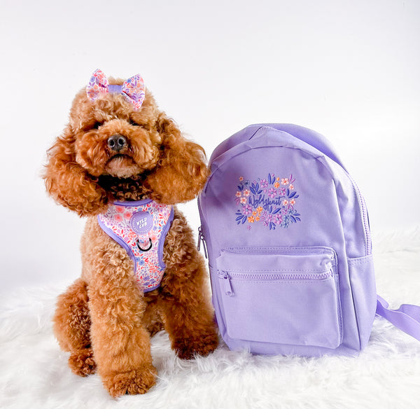 Wyld Heart Embroidered Mini Backpack: Lilac