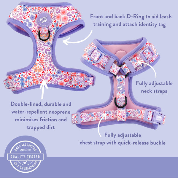 Adjustable Dog Harness: Notting Hill Lilac