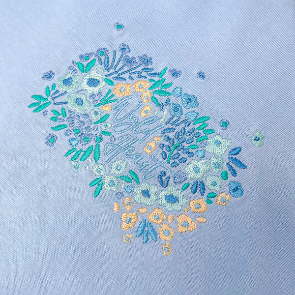 Organic Embroidered Wyld Heart T-Shirt: Sky