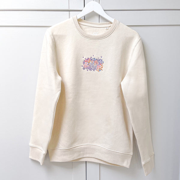 Organic Embroidered Wyld Heart Sweatshirt: Lilac