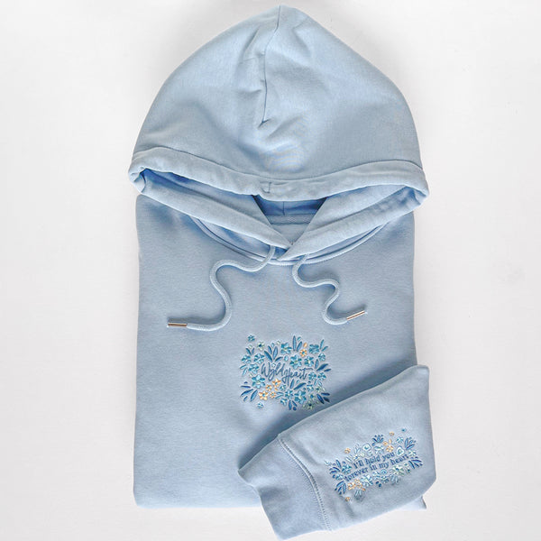 Organic Embroidered Wyld Heart Hoodie: Sky