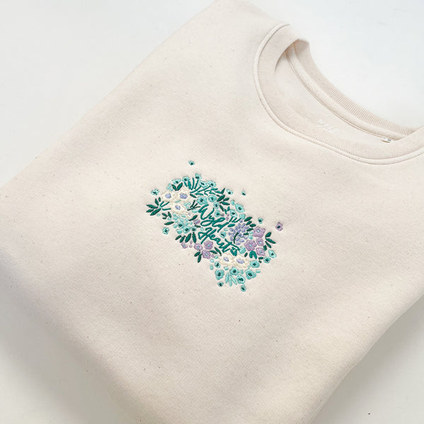 Organic Embroidered Wyld Heart Sweatshirt: Mint