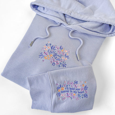 Organic Embroidered Wyld Heart Hoodie: Lilac