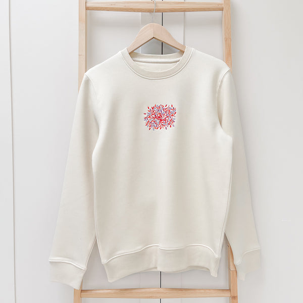 Organic Embroidered Wyld Heart Sweatshirt: Hampstead Fireside