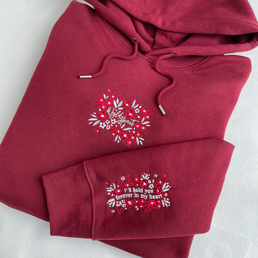 Organic Embroidered Wyld Heart Hoodie: Mulberry x Mulberry