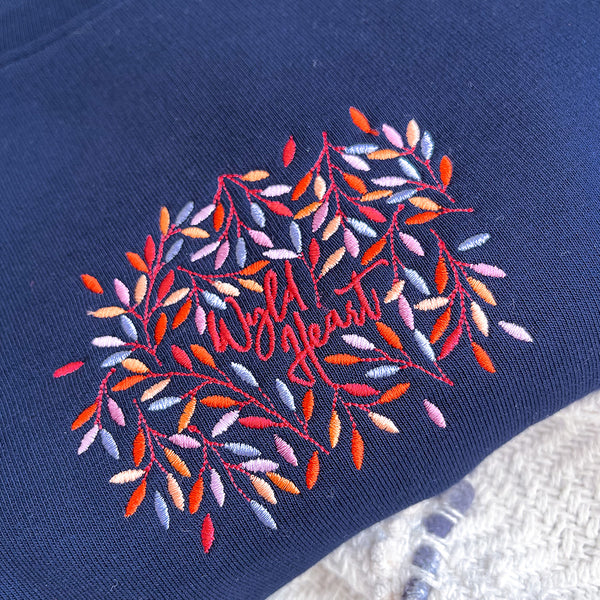 Organic Embroidered Wyld Heart Sweatshirt: Hampstead Moonlight