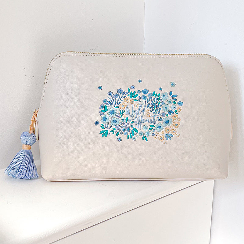 Embroidered Accessory Bag: Notting Hill Sky