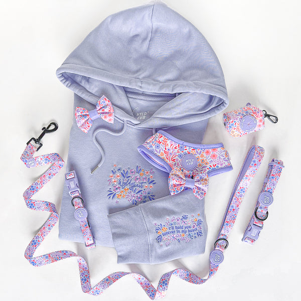 Organic Embroidered Wyld Heart Hoodie: Lilac