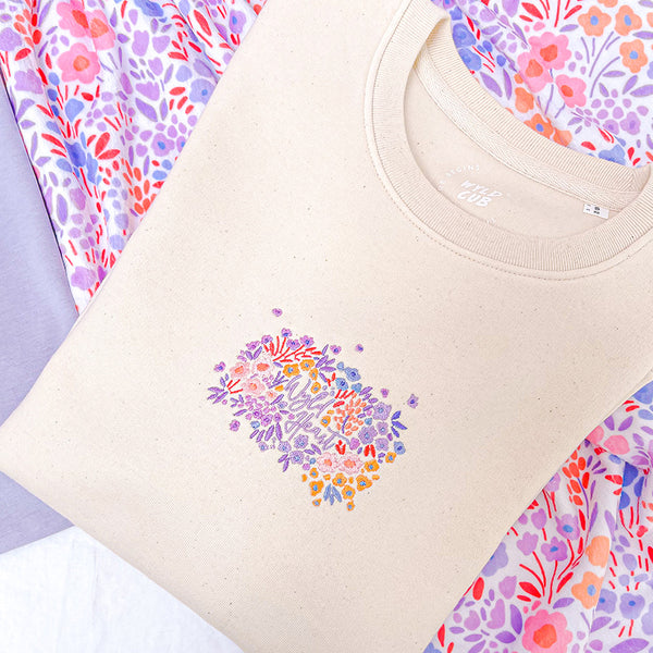 Organic Embroidered Wyld Heart Sweatshirt: Lilac