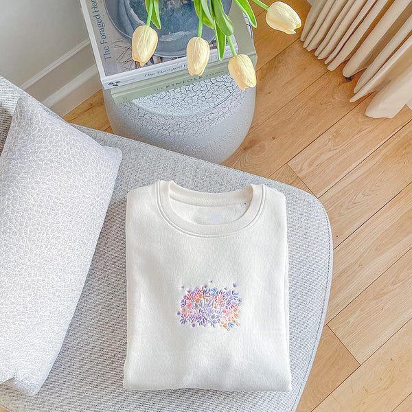 Organic Embroidered Wyld Heart Sweatshirt: Lilac