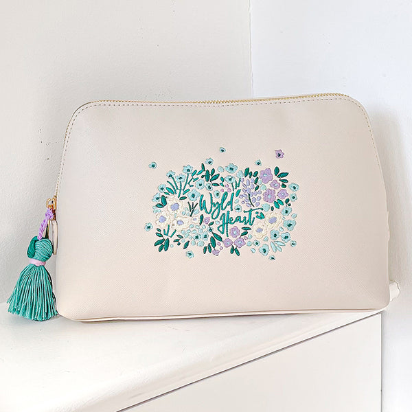 Embroidered Accessory Bag: Notting Hill Mint