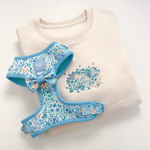 Organic Embroidered Wyld Heart Sweatshirt: Sky